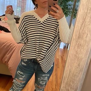 Romeo + Juliet Couture | Geometric Striped Sweater